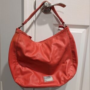 Nine West Coral Orange Faux Leather Shoulder Bag